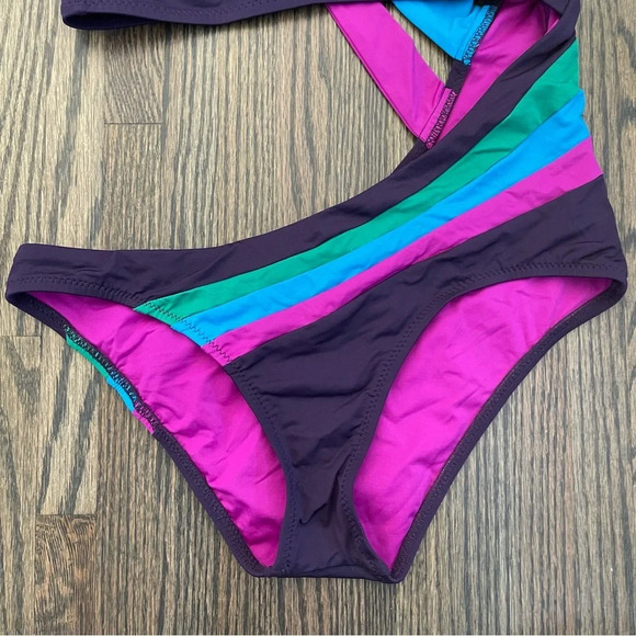 Becca by Rebecca Virtue purple strappy cutout one piece swimsuit size large - Picture 5 of 8